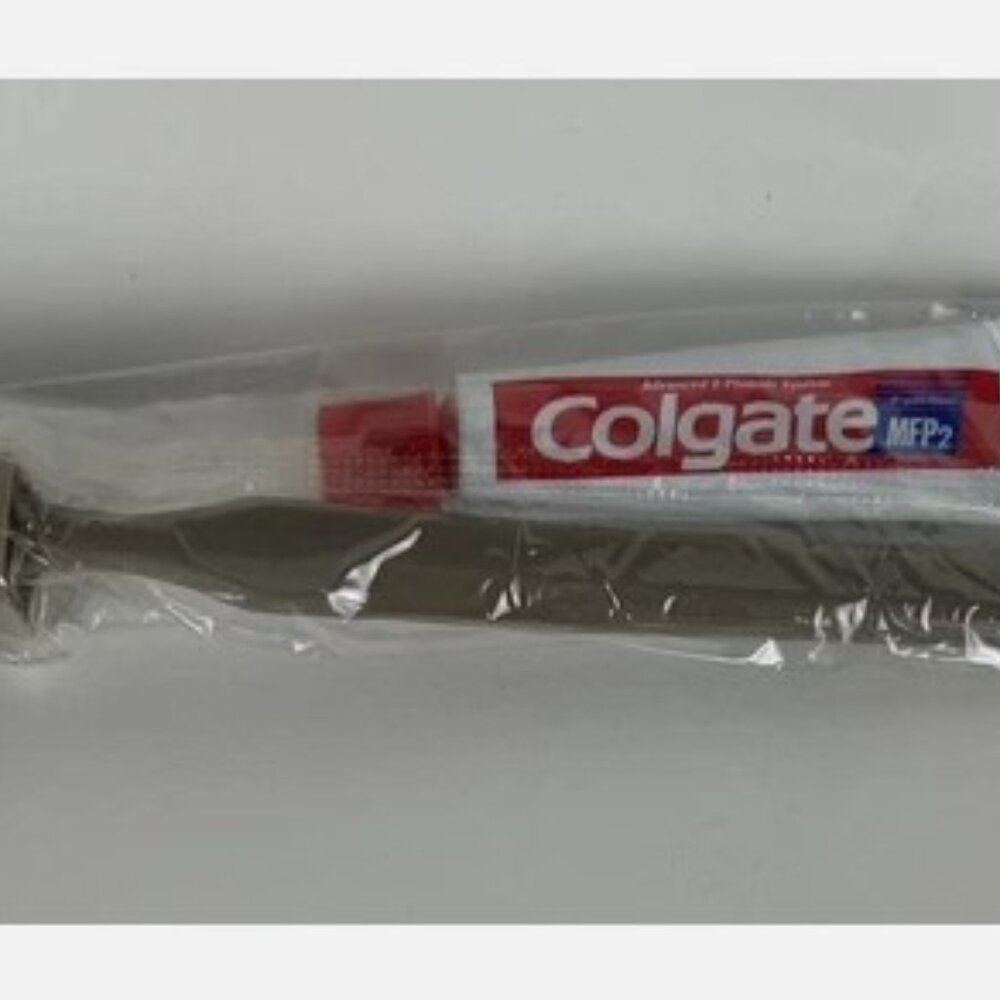 Vtg Mini Travel Size Colgate Toothpaste AA Travel Toothbrush Metal Tube MFP2